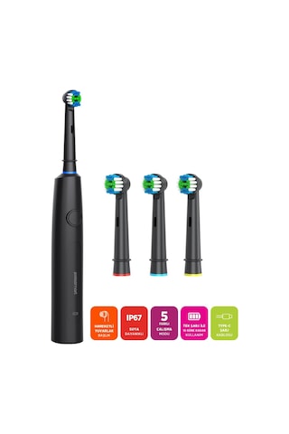 Polosmart Psc83 Şarjlı 5 Modlu Ip67 Suya Dayanıklı Diş Fırçası Antrasit Şarjlı