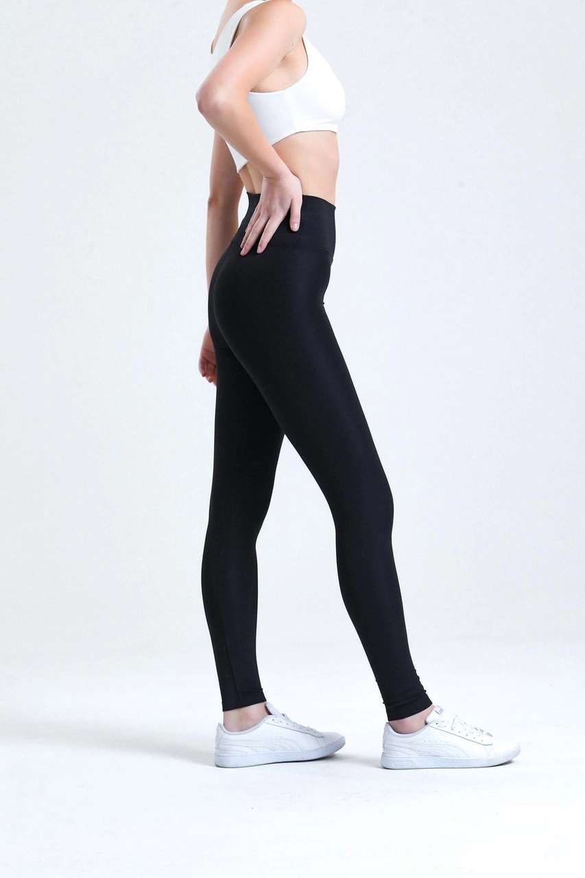 Thiff Gymwear Camel Yüksek Bel Sıkılaştırıcı Toparlayıcı Dalgıç Kumaş Spor Günlük Tayt SiYAH