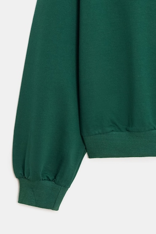 Sââde Kadın Oversize Kapüşonlu Basic Hoodie Sweatshirt Yeşil