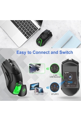 Novahub Hxsj T40 Kablosuz Fare - 4000dpi Rgb, Uzun Pil, 7 Tuşlu, Bluetooth 5.1, 2.4g, Ergonomik Design 001