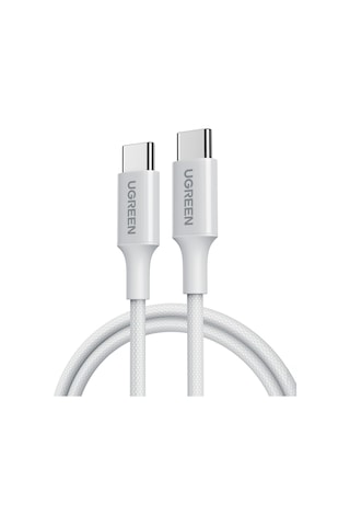 Ugreen Usb-c 60w 3a Qc Pd Örgülü Hızlı Şarj Kablosu, 1 Metre, Beyaz, 35218