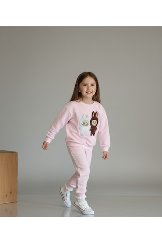 3 İplik Şardonsuz Labubu İkili Takım Pembe