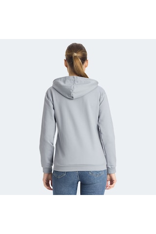 Slazenger KINET Kadın Fermuarlı Kapüşonlu Cepli Gri Sweatshirt