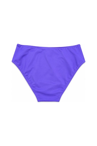 Büyük Beden Yan Drapeli Toparlayıcı Yüksek Bel Kadın Bikini Alt Lila