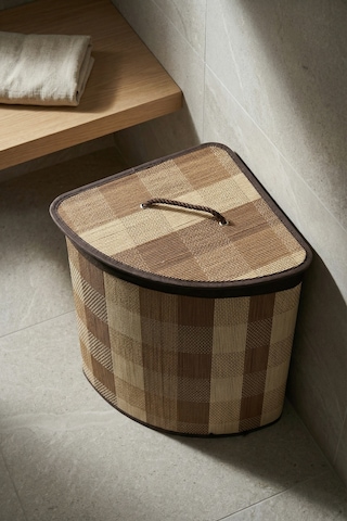 Nordic Köşeli Bambu Sepet - 50 Cm Açık Kahverengi