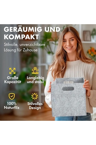 Dolap İçi Düzenleyici 1 Adet Organizer 3mm Keçe 32x32x32 Cm Çok Amaçlı Gri Keçe Kutu Gri