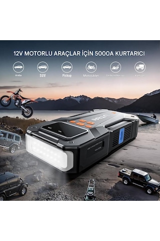 UTRAI Jstar JS20 10000mAh 5000A Jump Starter Taşınabilir Akü Takviye Cihazı + Lastik Şişirme Pompası (18W QC3.0 + Çanta + LED Lamba + Powerbank + Eldiven)