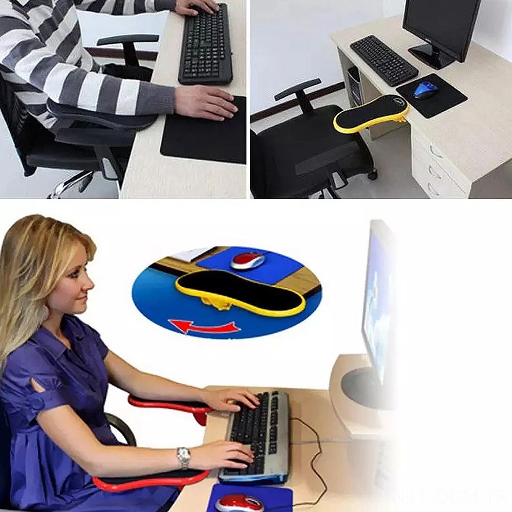 Qingmipy Ergonomik El Omuz Destekçisi - 180 Derece Dönebilen Ofis El Atlama Tabanı - Abs Malzemeyle Dayanıklı Siyah