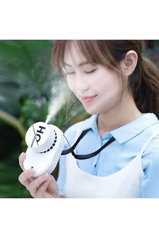 Kablosuz Boyun Bandı Fan Mini Taşınabilir Boyun Bandı Fan Usb Şarj Edilebilir 2000 Mah Pil Açık Sprey Ofis Home Için El Fan Fanlar 8894 Beyaz