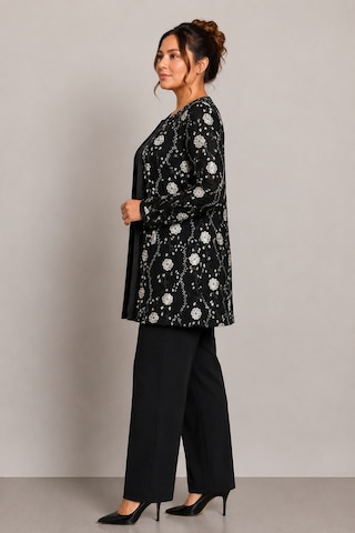 Bihan Store Kadın Floral Desenli Abiye Ceket Ve Bluz Takımı - Y26-3963 Siyah