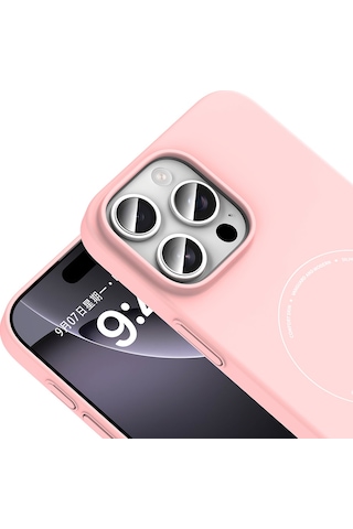 Maks Technology iPhone Uyumlu 16 Pro Max Kılıf M-safe Şarj Özellikli Kamera Korumalı Mkst Elio Sert Pc Kapak - Açık Pembe