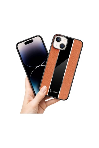 Apple İphone 13 Uyumlu Kılıf Premium Deri Kılıf Kahverengi