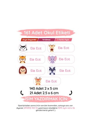 Özel İsminiz Yazılı Okul Etiketi Kız/erkek Diğer