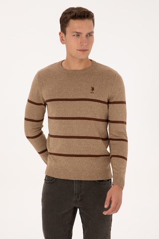U.S. Polo Assn. Erkek Slim Fit Bisiklet Yaka Haki Kazak 50314976-VR027