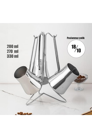 Lines Piramit 4 Parça Çelik Cezve Takımı Lc-0202