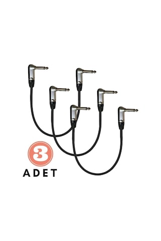 Pedal Bağlantı Kablosu Efekt Pedal Ara Kablosu Siyah Çift Jaklı L/l 3 Adet