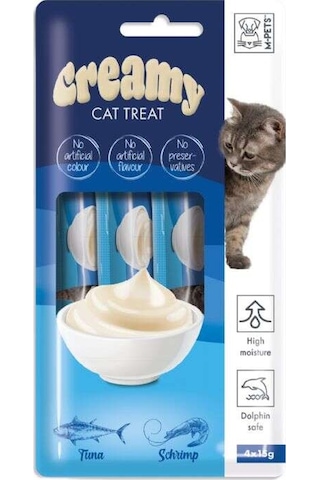 M-Pets Creamy Ton Balığı ve Karidesli Yetişkin Kedi Ödülü 4 x 15 G