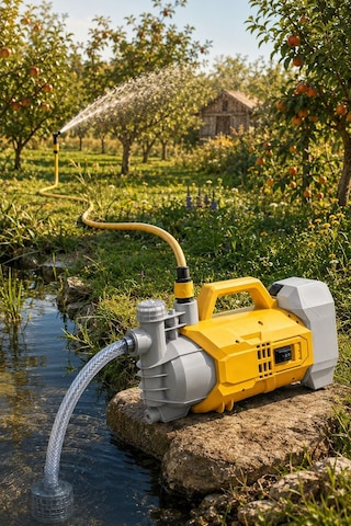 Şarjlı Su Motoru 4.0 Ah 22 Mt Dikey Su Atar Elektrik Olmayan Yerler İçin Sarı Jet Pompa 220 Mt Yatar Atar