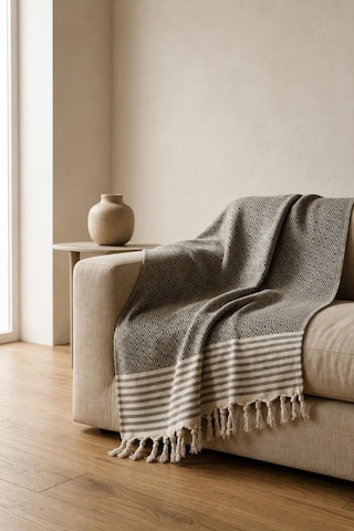 Natural Pamuklu Koltuk Örtüsü Yakmaz Pamuklu Çekyat Örtüsü Koltuk Şalı - 170 Cm X 220 Cm Siyah