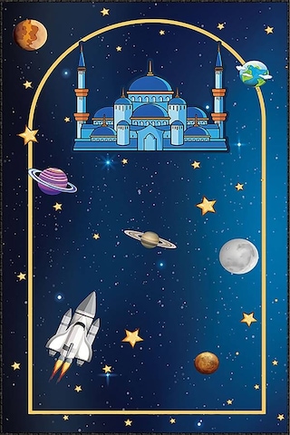 Lacivert Uzay Temalı Unisex Çocuk Seccadesi Cs09n11