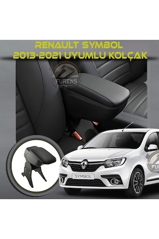 Renault Symbol 2013-2021 Uyumlu Kol Dayama Ve Kolçak Sürgülü Bardaklıklı Ayarlanabilir Siyah Deri