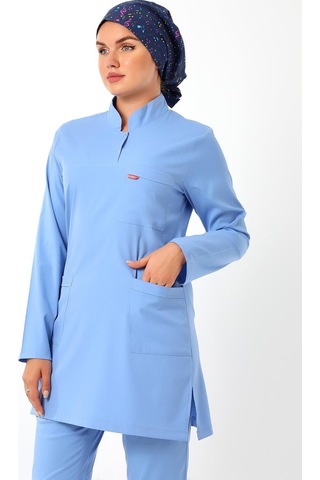 Soft Likralı Tesettür Forma Takım İki Çıtçıt - 6413 Açık Mavi-12076 6413 Açık Mavi