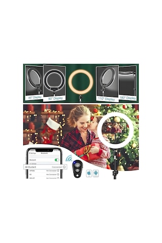 Rgb Ring Light 37 Renk Modu 10'' Led Selfie Işığı, Tripod Standlı, Telefon Tutuculu, Bluetooth Kumandalı, 360