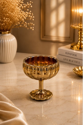 6 Lı Gold Kaplama Cam Ayaklı Kahve Yanı Lokumluk Kahvaltılık Kase Sunumluk Reçellik 50ml