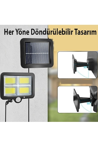 Solar Bahçe Aydınlatma 128 Ledli Fotoselli Güneş Enerjili Lamba