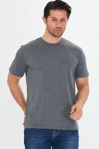 Trendhill Erkek Antrasit Melanj Pamuklu Bisiklet Yaka Büyük Beden T-shirt Ant5014b