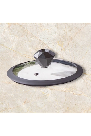 Diamond Silikon Kenarlı 30 Cm Cam Tencere Kapak Ve Elmas Model Te