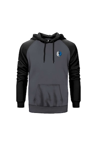Dallas Mavericks Logo Gri Renk Reglan Kol Sweatshirt Gri