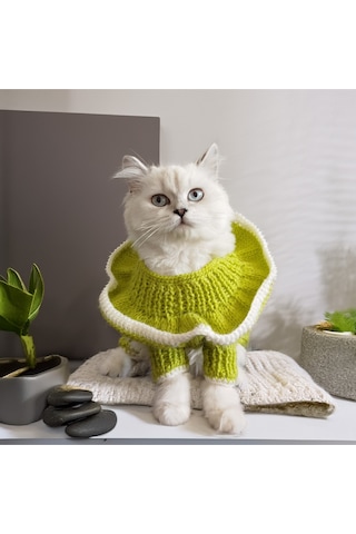 Kedi Ve Köpek İçin Yakası Fırfırlı Fıstık Yeşili Tulum
