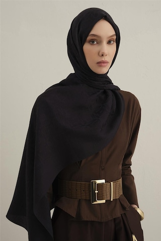 Armine Lyocell Naia Kare Monogram Şal 6 03 Siyah