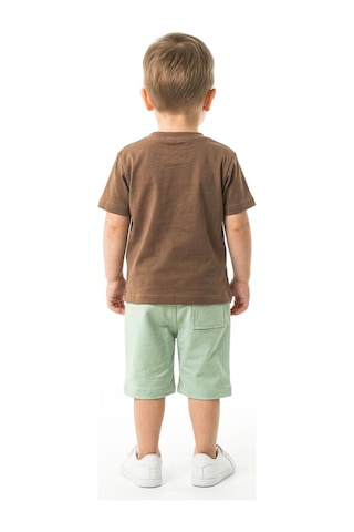 Xo Kids Erkek Çocuk Yazlık 2li Alt Üst Takım Tişort + Şort 2-7 Yaş 3224 Kahverengi