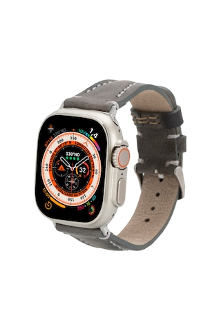 Bloomstrap Avilla Ash Gray Deri iOS Watch Uyumlu Kayışı-44/45/46/49mm