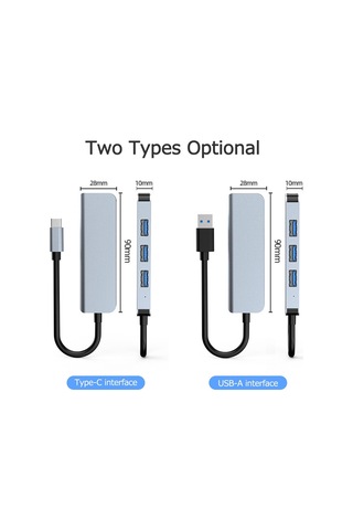 Samdoo 4-in-1 Usb Hub Genişletici: Usb 3.0 5gbps + 3x Usb 2.0, Usb-a/type-c Girişi, Hızlı Veri Transferi