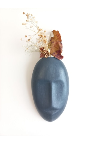 Dekoratif Mask Duvar Vazosu, Duvar Dekoru ,heykel Duvar Süsü, Antrasit