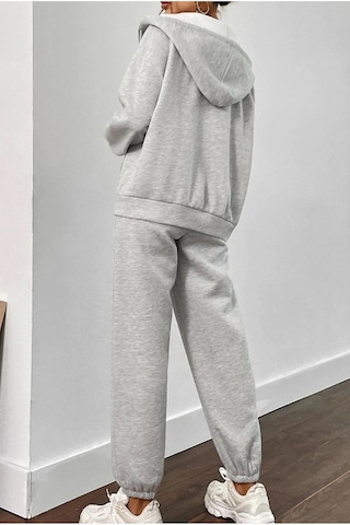Hırsch Unisex Gri Oversize Alt Üst 2'li Eşofman Hırka Takım Gri