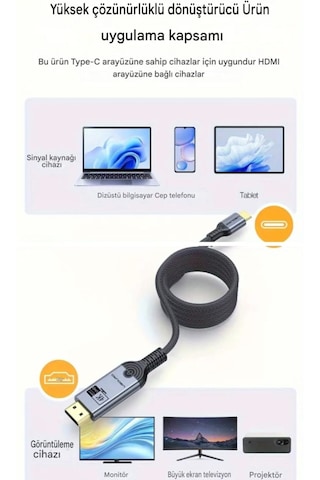 Ugourd 1-metre Type-c To Hdmı 4k 60hz Ultra Full Hd Ce Lisanslı