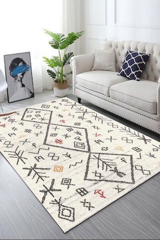 Decomia Home Dijital Kaymaz Yıkanabilir Etnik Salon Halısı Mutfak Halısı Koridor Halısı Halı Yolluk D4100