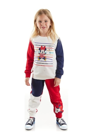 Minnie Lisanslı Kız Çocuk eşofman takımı Ekru