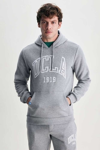 Ucla Jepsen Gri Kapüşonlu Nakışlı Standard Fit Erkek Sweatshirt Gri