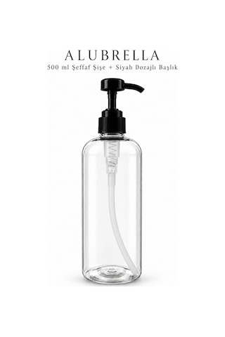 Dozajlı Basmalı Başlık Şeffaf Doldurulabilir Plastik Şişe 500 Ml Şeffaf - Amber