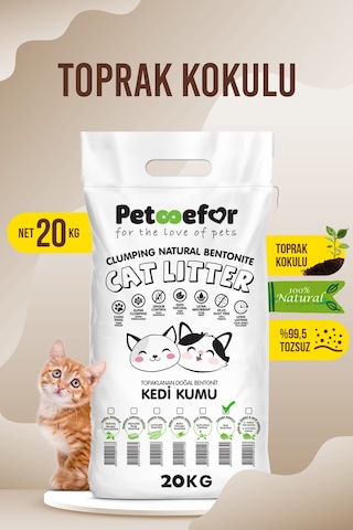 20 Kg Toprak Kokulu Yeni Nesil Organik Kahverengi Kedi Kumu