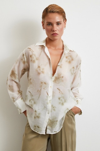 Organze Desenli Tül Gömlek Yeşil Yeşil