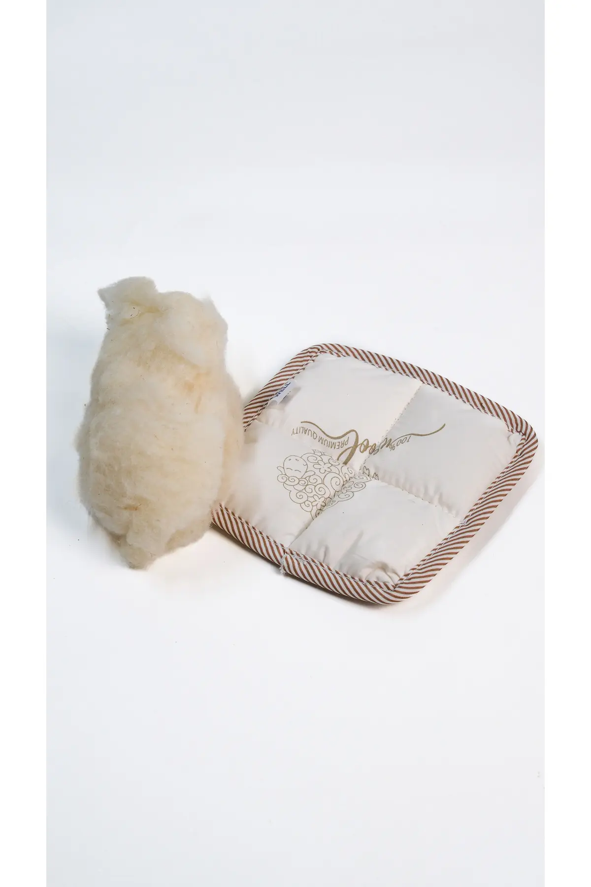 Woolly Well %100 Doğal Merinos Koyun Yünü Dolgulu Medikal Yastık - 15x15 Cm Beyaz
