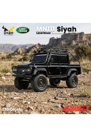 Mn Model Mn111 1/18 Land Rover Defender 110 4wd Rc Model Rock Crawler Offroad Uzaktan Kumandalı Araba Truck Rtr Lisanslı Siyah+dahili Işık Seti Mn-111