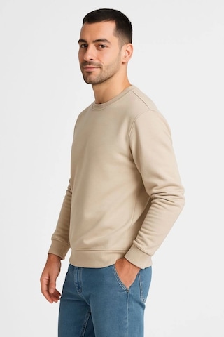 Etiler Collection Erkek Üç İplik Düz Bisiklet Yaka Sweatshirt - Bej
