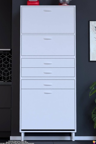 Yaren 75 Cm Erzak Dolabı 2 Kapaklı 3 Çekmeceli Sepetli Çok Amaçlı Mutfak Kiler Dolabı 75x194x32 Cm Beyaz